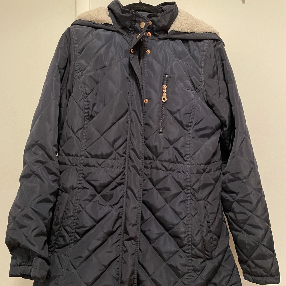 Ci Sono Navy Jacket with Faux Fur Lining - Small